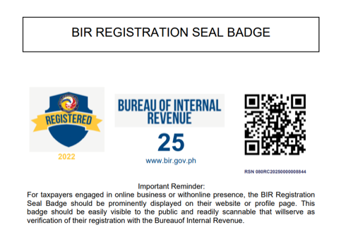 BIR Registration Seal Badge